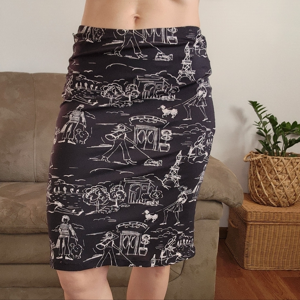 Vintage Destination Graphic Knee Length Skirt Size Small